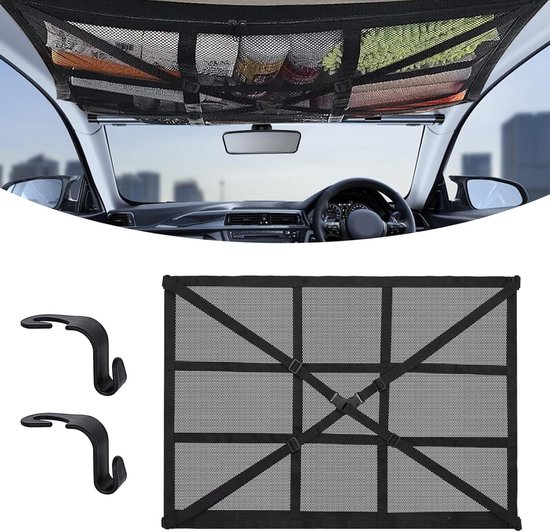Auto Plafond Cargo Net, Dakopslag Organizer - 90cmx65cm Ruimtebesparende Auto Net Opbergtas voor Campers, SUV's