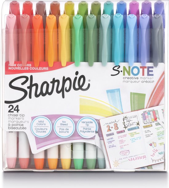 Sharpie – S-Note Markeerstiften met chisel tip – 24 stuks
