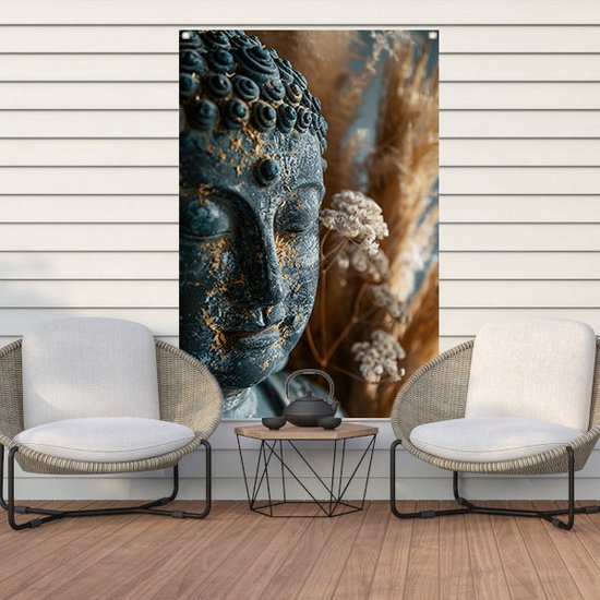 Affiche de jardin transparente - Affiche Bouddha - Posters de jardin Sculpture - Extérieur - Clôture de peinture extérieure - Décoration de Jardin pour l'extérieur affiche de jardin 100x150 cm