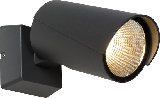 Lucide MANAL - Wandspot / Wandlamp Binnen/Buiten - LED - 1 × 13W 3000K - IP65 - Antraciet