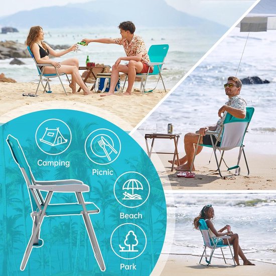 Chaise De Camping Pliable ICLOVERFOREVER - Dossier Haut, Aluminium, Portative Avec Sac, Capacité 150 Kg