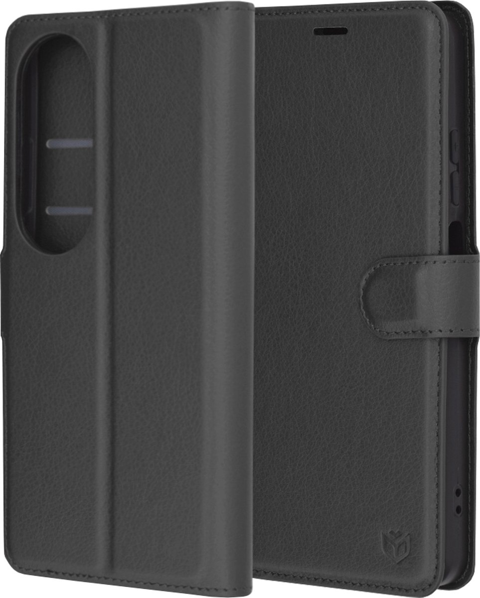 Techsuit Leather Folio Book Wallet Case hoesje voor Oppo A60 - Zwart