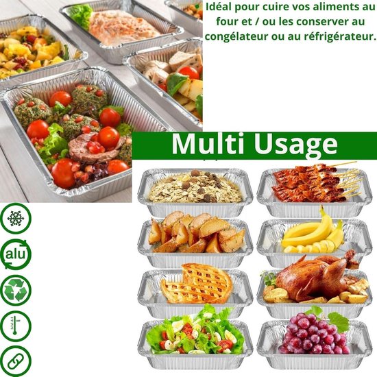 SENENQU Set van 50 aluminium grillschalen met deksel, 1900 ml
