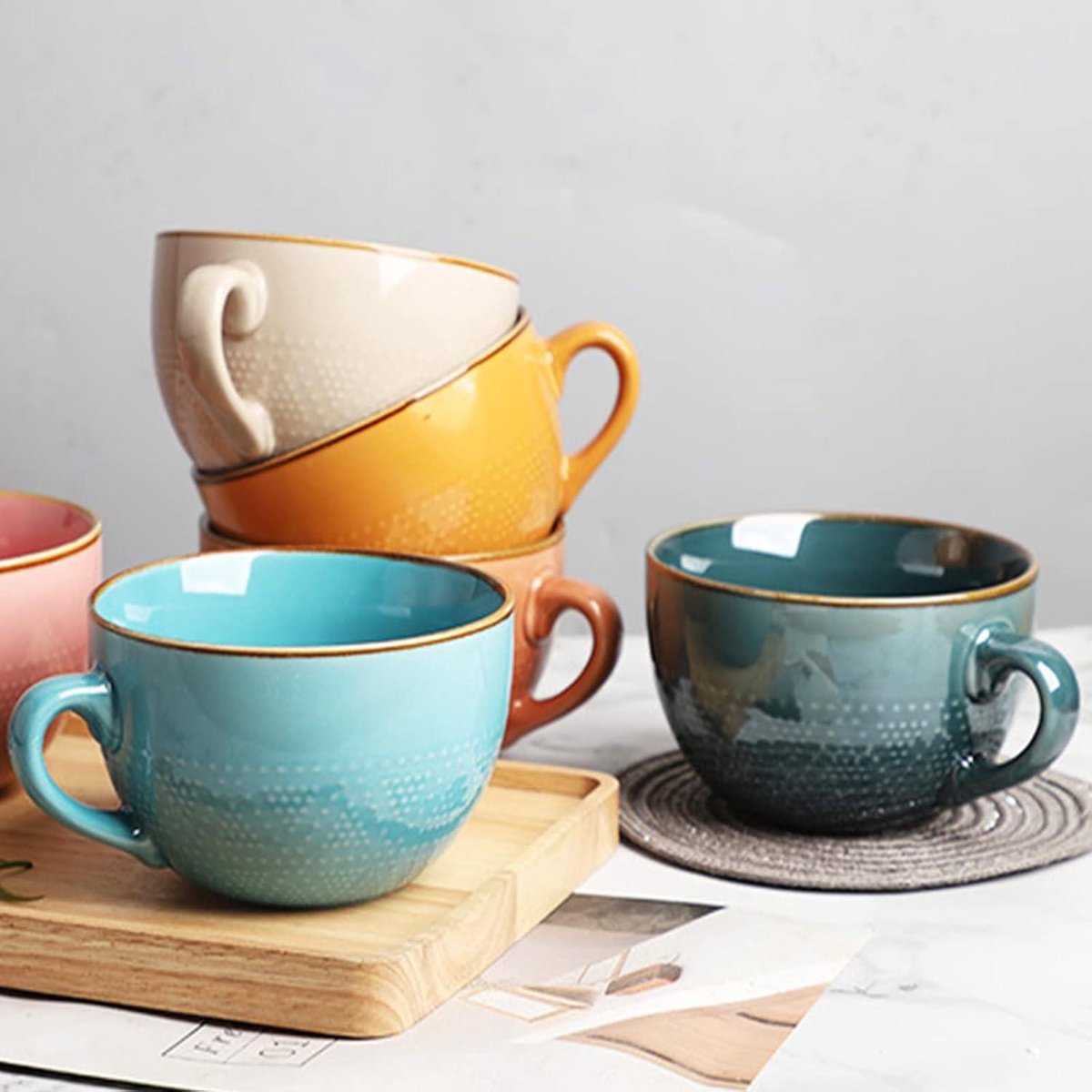 Tasse Café XXL 700ml En Céramique - Bol à Céréales Ou Soupe - Micro-ondable