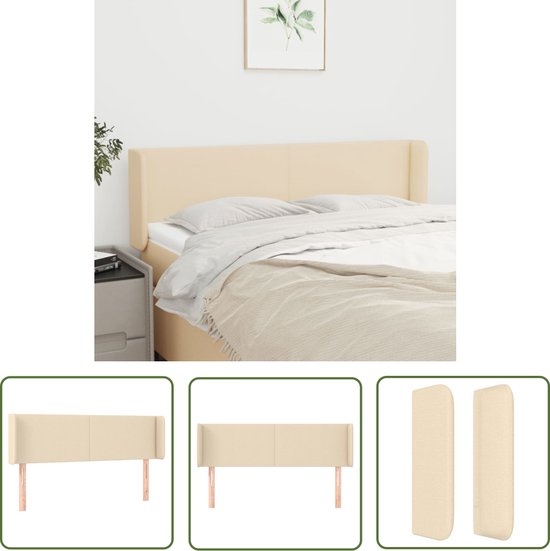 Tête de lit The Living Store - Classique Trendy - Cadre de lit - Dimensions - 147 x 16 x 78/88 cm - Couleur - Crème - Matériau - Tissu - bois - Ken - Durable et réglable