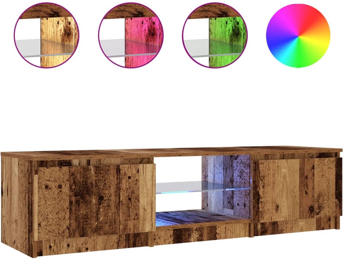 vidaXL - Tv-meubel - met - LED - 140x40x36 - cm - bewerkt - hout - oud - houtkleurig