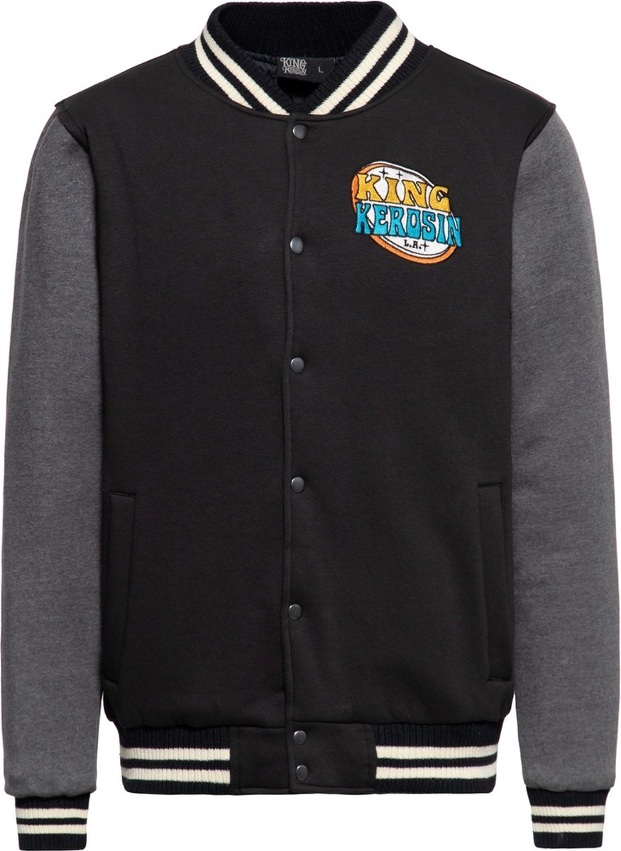 King Kerosin College Sweat Jacke KKI44062 Black & Grey-L