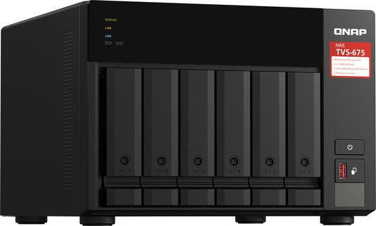 QNAP TVS-675 NAS Tower ZhaoXin KaiXian KX-6000 KX-U6580 8 GB DDR4 0 TB QuTS hero Zwart — afbeelding 4