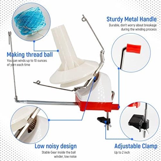 Garen Ball Winder Grote Capaciteit met Breinaalden Set, Handbediend, 10oz van La Canilla — afbeelding 3