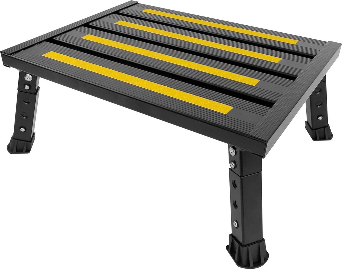 Huishoudtrap inklapbare trapladder 1 trede aluminium maximale belasting 220 kg camping autowas keuken badkamer opvouwbaar hoogte verstelbaar krukladder antislipmat
