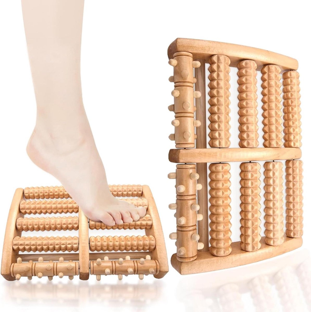 Bol.com Massage Apparaat Premium Voetmassage Roller Hout Hielspoor Massage Plantaire Fasciitis Voetreflexzone Houten Voor Thuis ... aanbieding