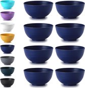 Greentainer Onbreekbare grote granen kommen met deksels- 24oz Plastic Lichtgewicht Bowl Sets 4 - Vaatwasser & Magnetron Safe - voor granen, salade, soep, noedel, 4 stuks