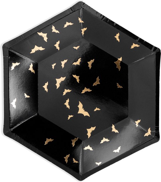 Halloween papieren bordjes vleermuis (20 cm)