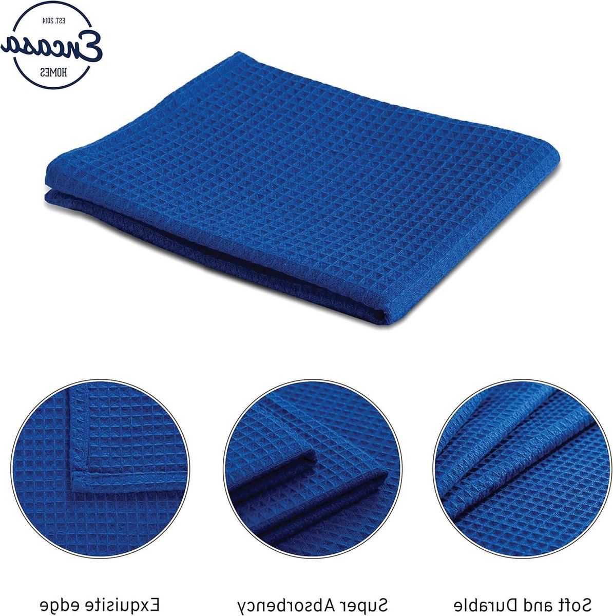 Theedoeken geblokt absorberend wafeldoek keukendoek blauw 4 stuks set 70 x 45 cm Theedoeken geblokt
