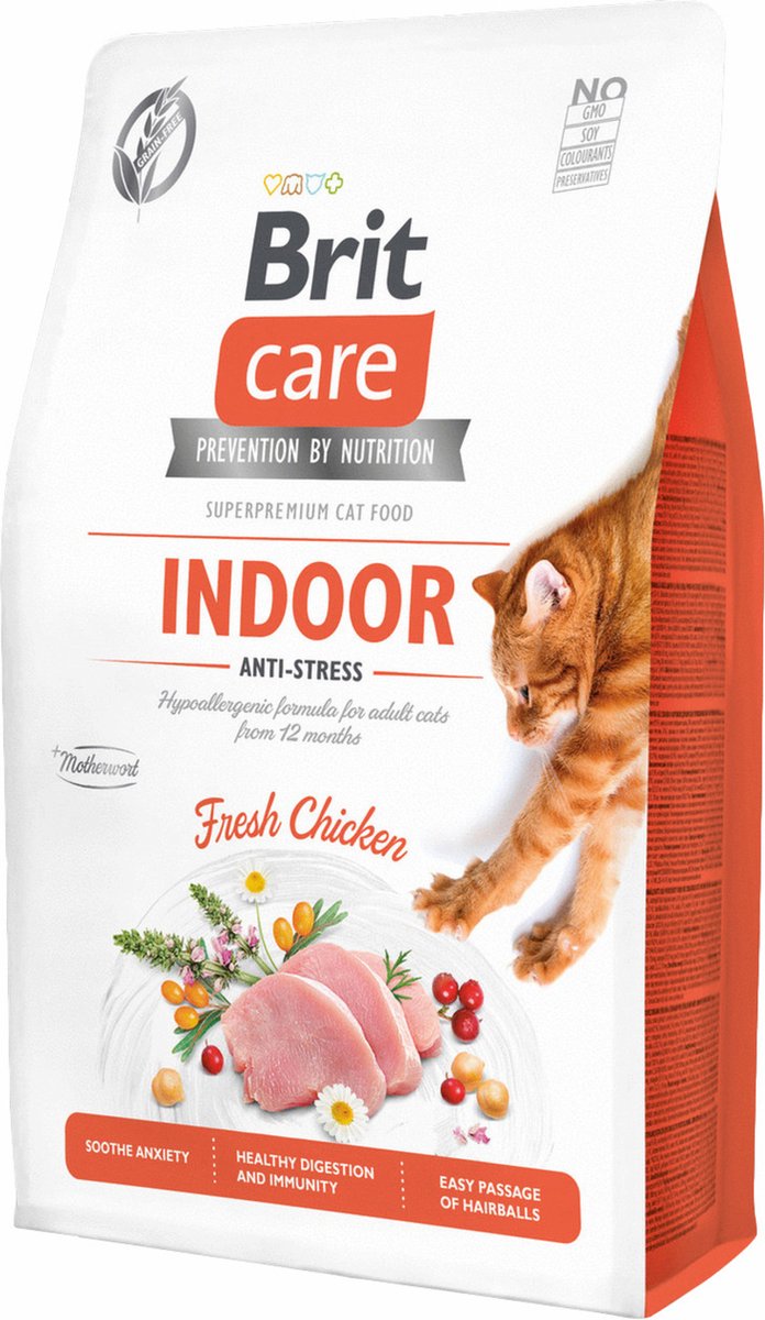 Brit Care Indoor Anti-Stress Kip - Kattenvoer - 2 kg