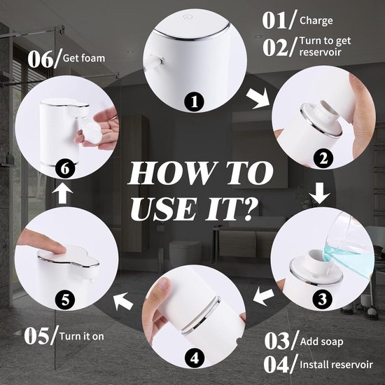 14oz / 400ml Premium Touchless Battery Operated Electric Automatic Soap Dispenser with Infrared Motion Sensor, IPX6 Waterproof, 7 Colors Available