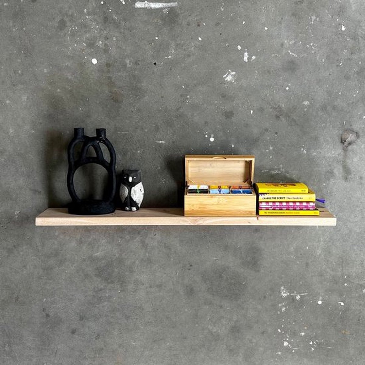 GoudmetHout Zwevende Wandplank Industrieel - 180 x 15 cm Muurplank - Licht Eiken Hout - Decoratie Wandrek & Boekenrek - Hangplank Keuken - Floating Wall Shelf met Blinde Montage