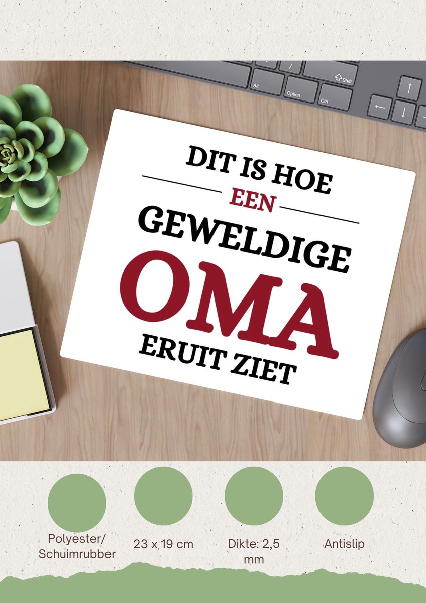 Akyol - geweldige oma eruit ziet Muismat - Oma - beste oma - verjaardagscadeau - cadeau voor oma - gift - 23 bij 19 cm