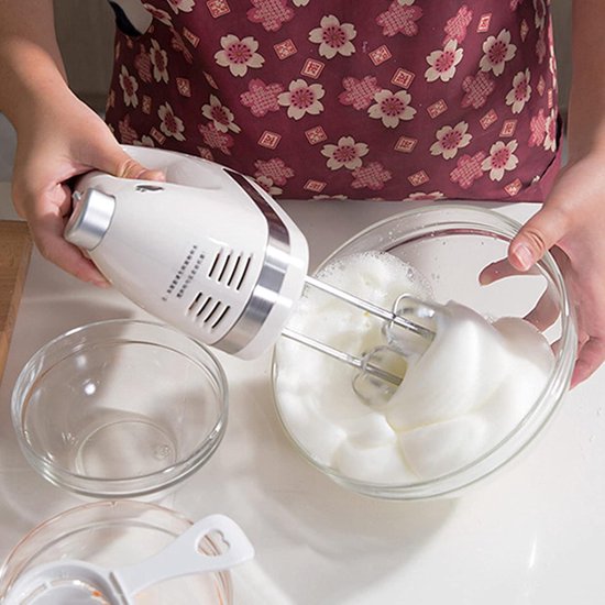 450 Watt Electric Hand Mixer - Includes 2 Whisks and 2 Stainless Steel Dough Hooks - 5 Speeds with Eject Button - White — afbeelding 4