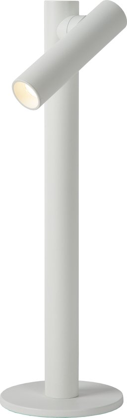 Lucide ANTRIM - Oplaadbare Bureaulamp Binnen/Buiten - Accu/Batterij - LED Dimbaar - 1 × 2,2W 2700K - IP54 - Met draadloos oplaadstation - Wit