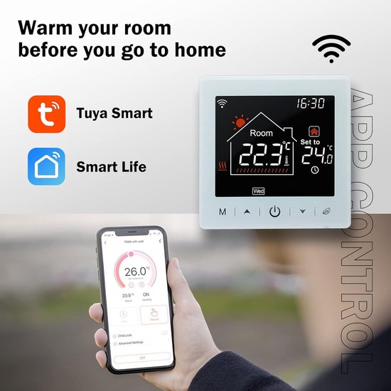 Wengart Wifi Thermostat for Water, Underfloor Heating, WG611, Max 3A, Programmable Underfloor Heating, Thermostat, Compatible with Google and Alexa Voice Control (WG611