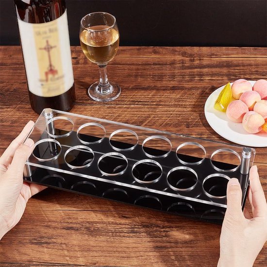 Shot Glass Set 12pcs 30ml/1oz Shot Glass Tray Holder Straight, Thick Base Clear Glass for Party, Club, Bar, Drinking - MJS-12 (12 PCS