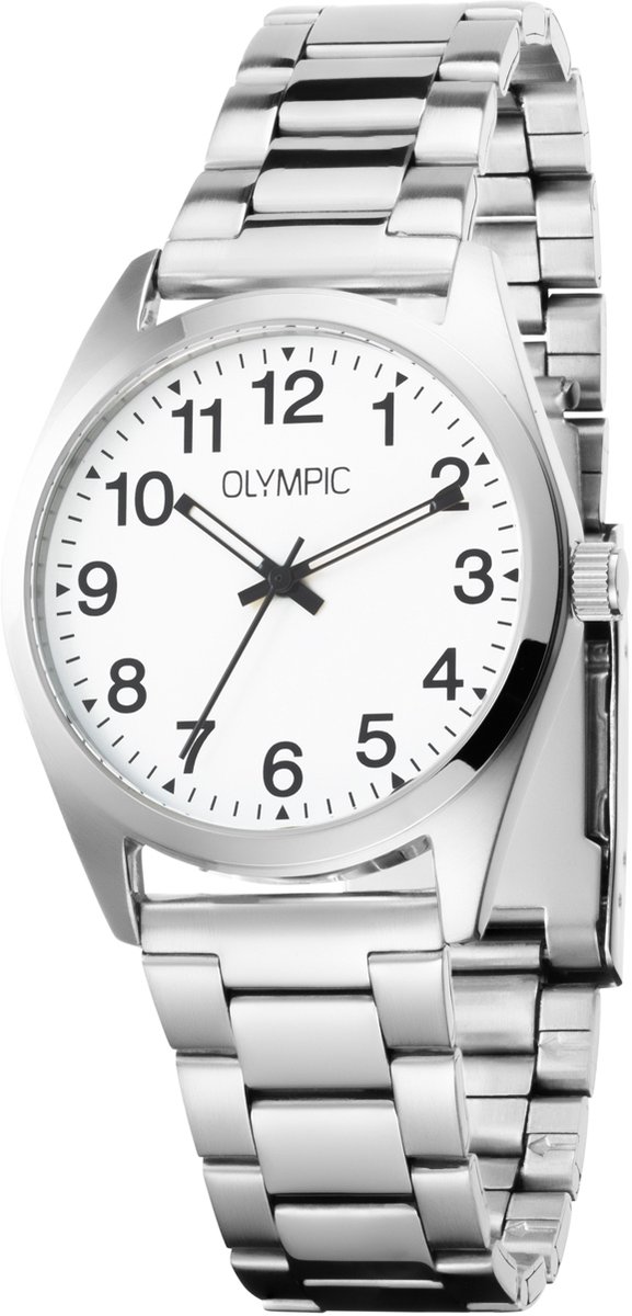 Olympic OL89HSS078 Marcel Heren Horloge - Mineraalglas - Staal - Zilverkleurig - 38 mm breed - Quartz - Vouw-Vlindersluiting - 5 ATM (douchen)