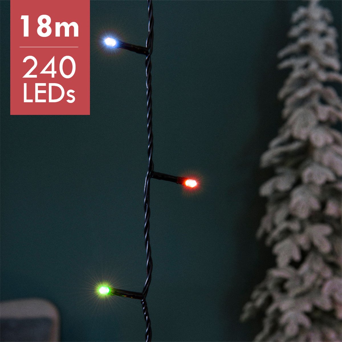 18m LED Multi kerstboomverlichting - div lichtstanden - 240 lampjes