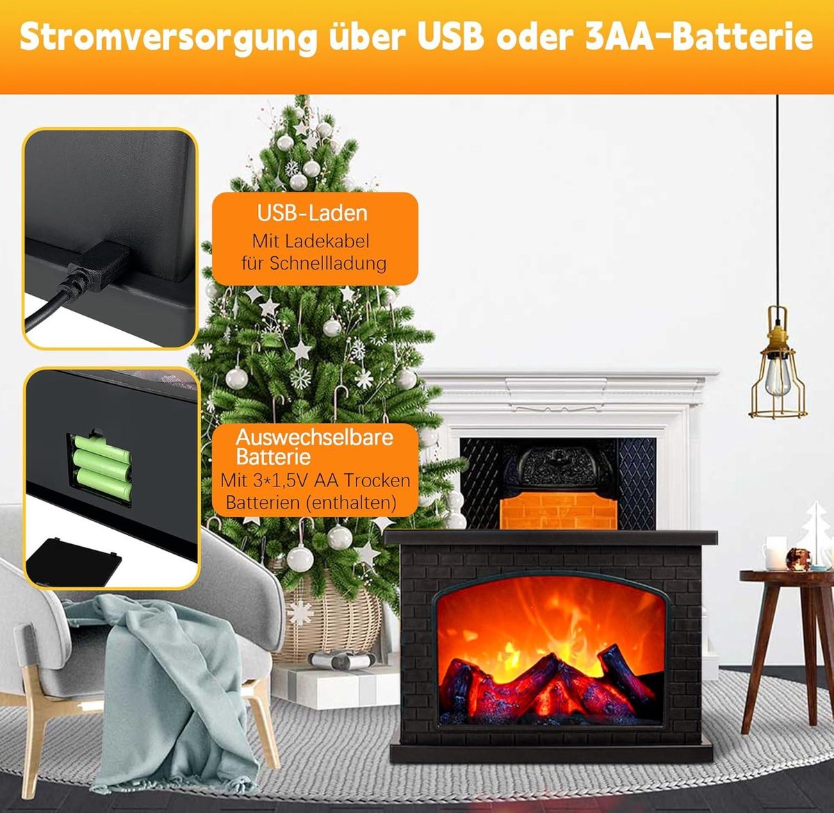 Led Haard Op Batterijen | Vlameffect | 16 X 9 Cm | Geschikt Voor Binnen Lco00342 M1 Big