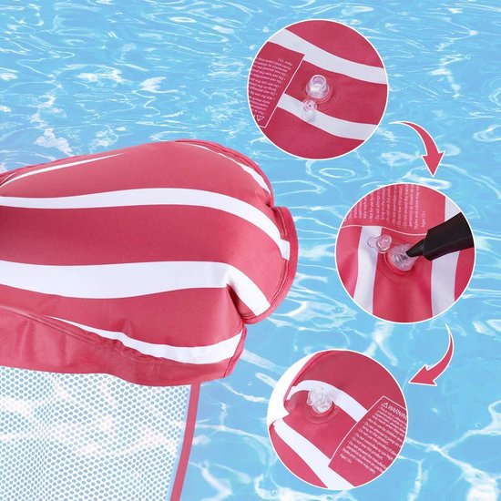 Opblaasbare Hangmat - 2 Stuks - Waterhangmat - 4-in-1 Loungestoel - Zwembad Lounge - Luchtmatras - Drijvend Water Bed - Mat - Zwembad Strand Drijvend waterhangmat van TOYMIS — afbeelding 4