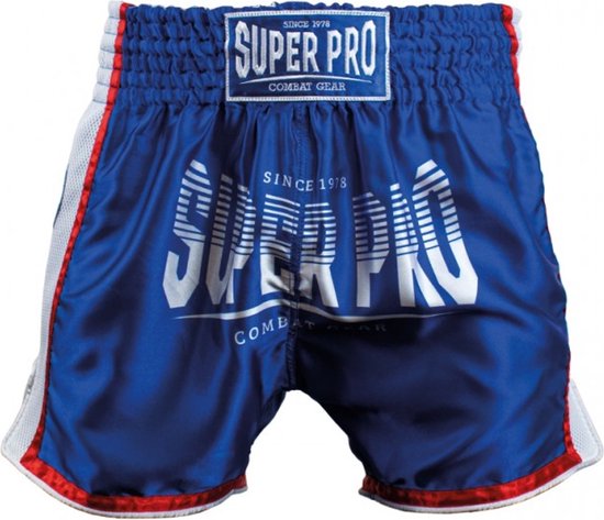 Short de Kickboxing Super Pro Stripes Blauw/ Wit/ Rouge - XS