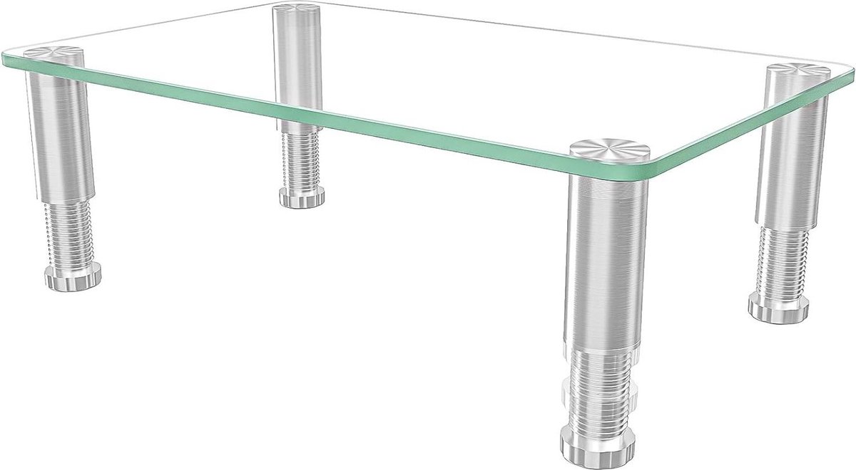 Computer Monitor Riser - Helder Gehard Glas, Hoogte Verstelbaar - Multimedia Desktop Stand voor Flat Screen LCD LED TV - Laptop/Notebook/Xbox One HD01T-002P Monitor Verhoger