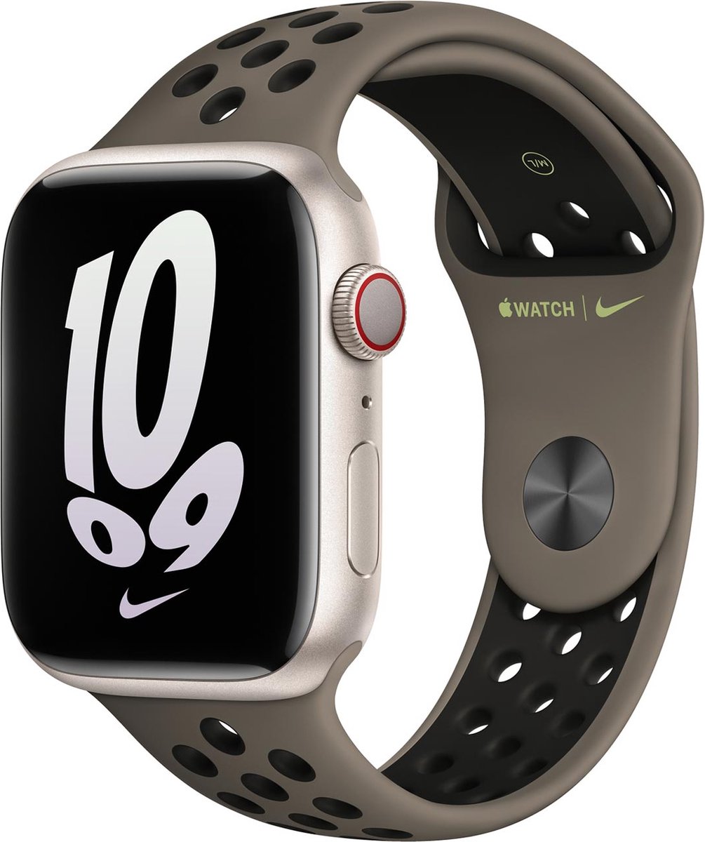Apple Watch 38/40/41 mm Siliconen Horlogeband Nike Sport Olive Grey/Zwart
