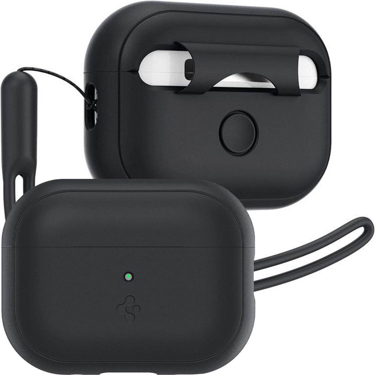 Spigen Silicone Fit Strap Case hoesje geschikt voor AirPods Pro - zwart