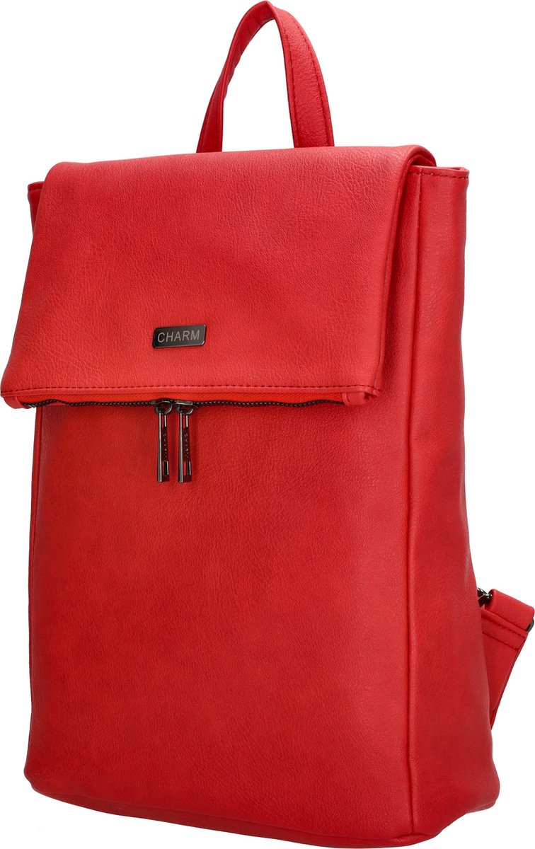 Charm London Bayswater Premium Fashion Rugzak Rugtas Leatherlook - Rood