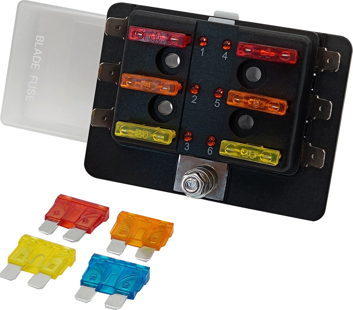 ProRide Steekzekeringhouder 6-polig - 12-32V - Max. 100A per blok Max. 30A per circuit