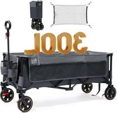Bol.com Opvouwbare XXXL Bolderkar met netten - 300 liter - 160 kg draagvermogen - transportwagen met rem - zijzak - bekerhouder ... aanbieding