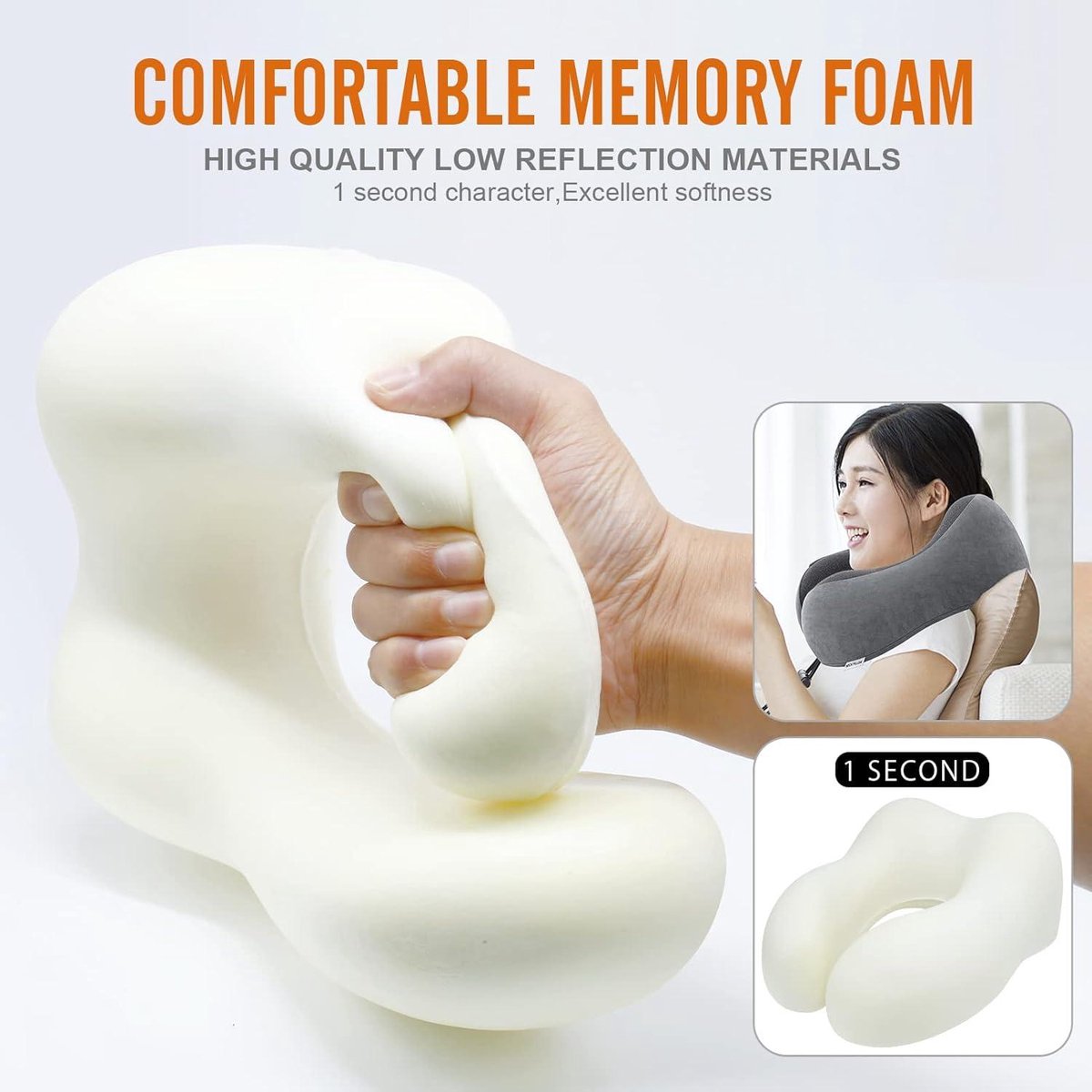 Vliegtuig Kussen Met Draagtas Neck Pillow Travel Radikor Reiskussen, Vliegtuigkussen, Traagschuim, Ergonomisch Vacuüm Verpakt Reiskussen Ergonomisch Nekkussen Voor Reizen
