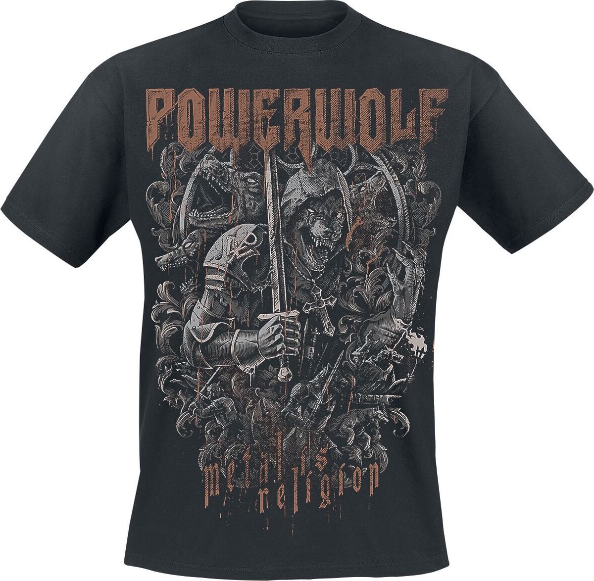Powerwolf Knights And Wolves Heren T-shirt - zwart - S