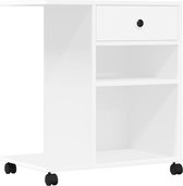 VidaXL Printerkastje Met Wielen - 41x32x34,5 Cm, Wit - Ideaal Als Printerstandaard, Bijzettafel Of Nachtkastje