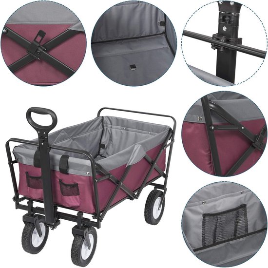 Opvouwbare Bolderkar - Inklapbare Handwagen met Telescoop en Netvakken voor Draagkracht tot 80 kg - Ideaal voor Strand, Boodschappen en Outdoor Activiteiten van LifeGoods — afbeelding 3