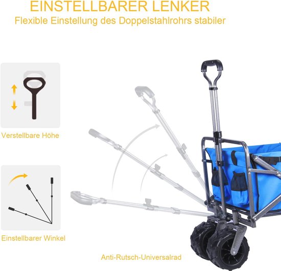 Opvouwbare Bolderkar - Inklapbare Strandwagen en Tuinwagen voor Gemakkelijk Vervoer van LifeGoods — afbeelding 4
