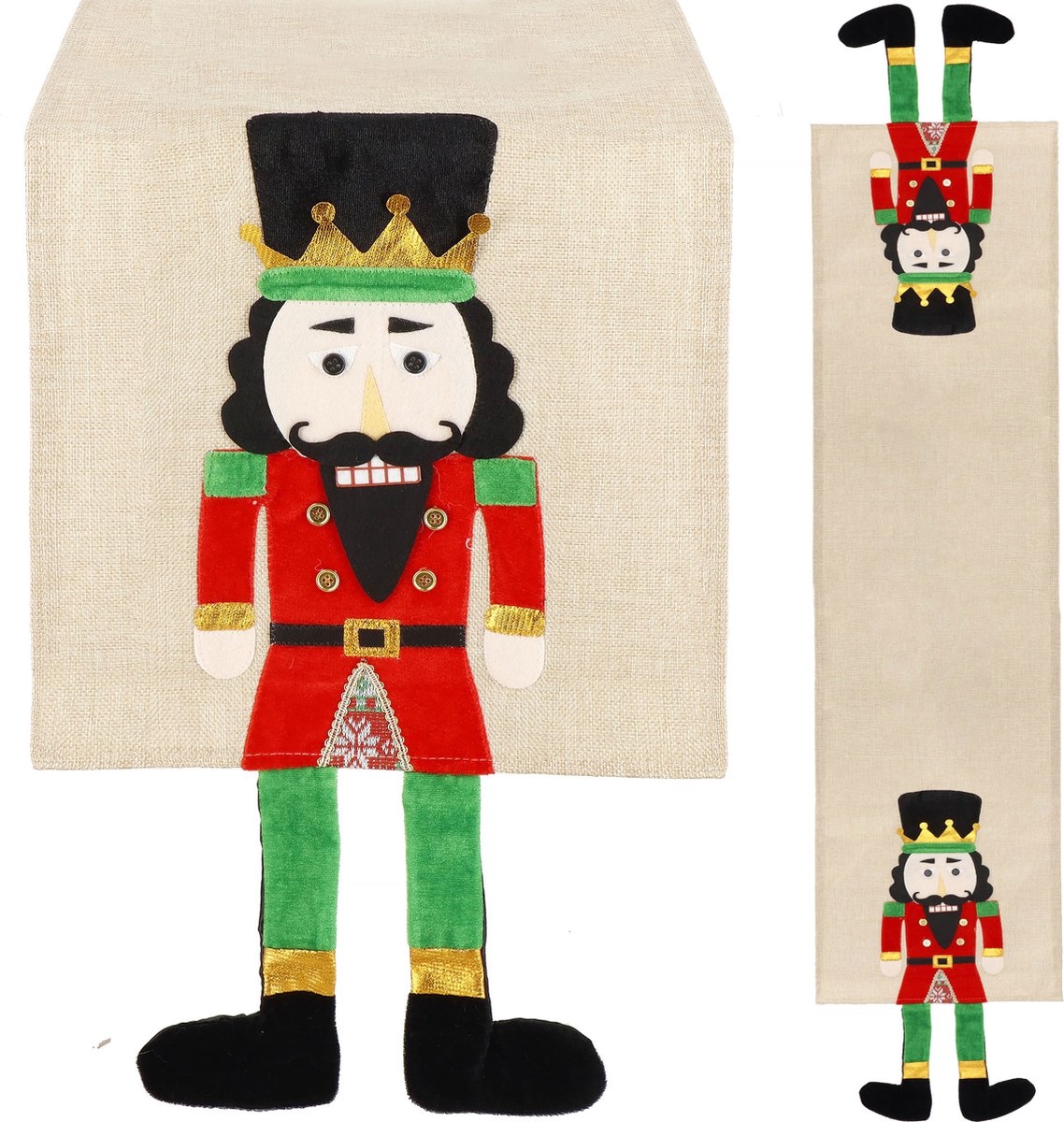 Springos Tafelkleed -Kerst - Notenkraker - Bruin - Stof - 180 x 33 CM