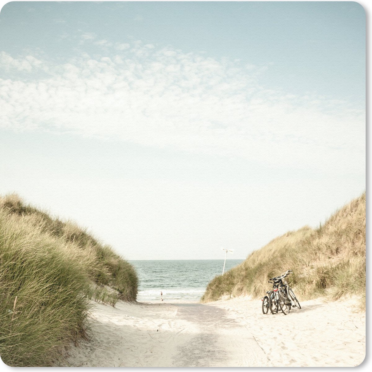 Muismat 30x30 cm - Mousepad Strand - Fiets - Wolken - Muismatten