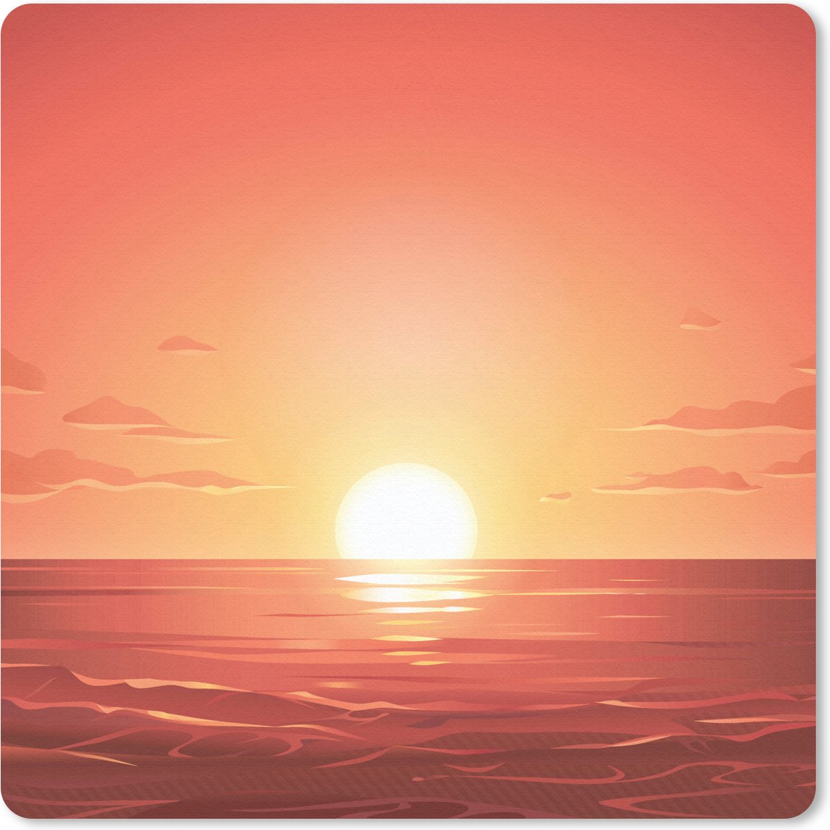 Muismat 30x30 cm - Mousepad Zee - Zon - Oranje - Muismatten