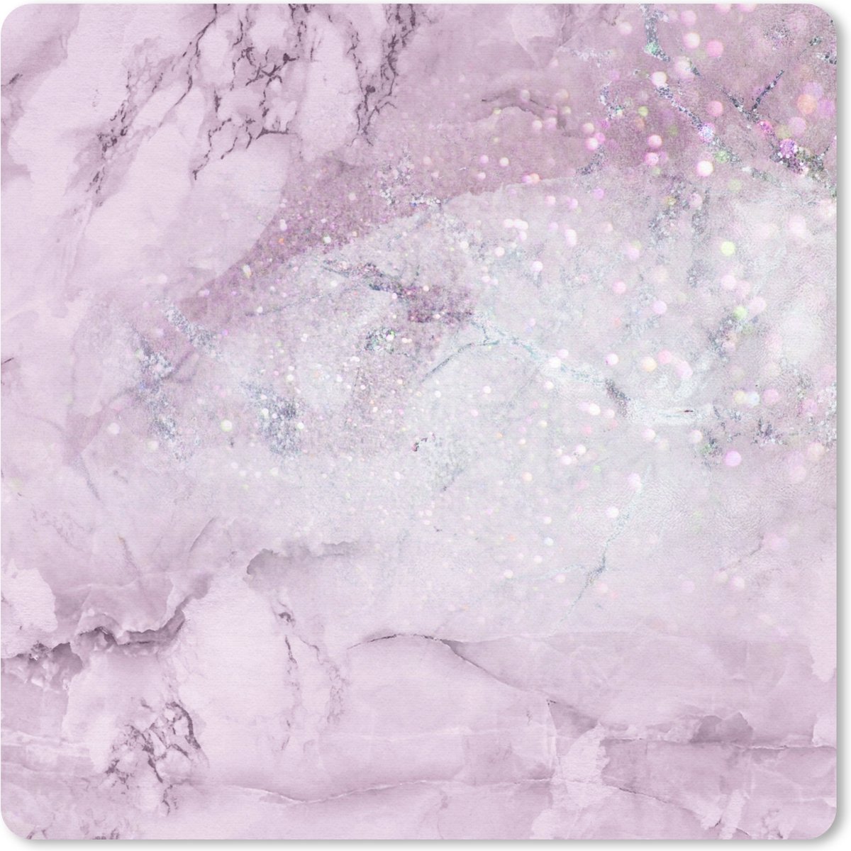 Muismat 30x30 cm - Mousepad Marmer - Glitter - Roze - Muismatten
