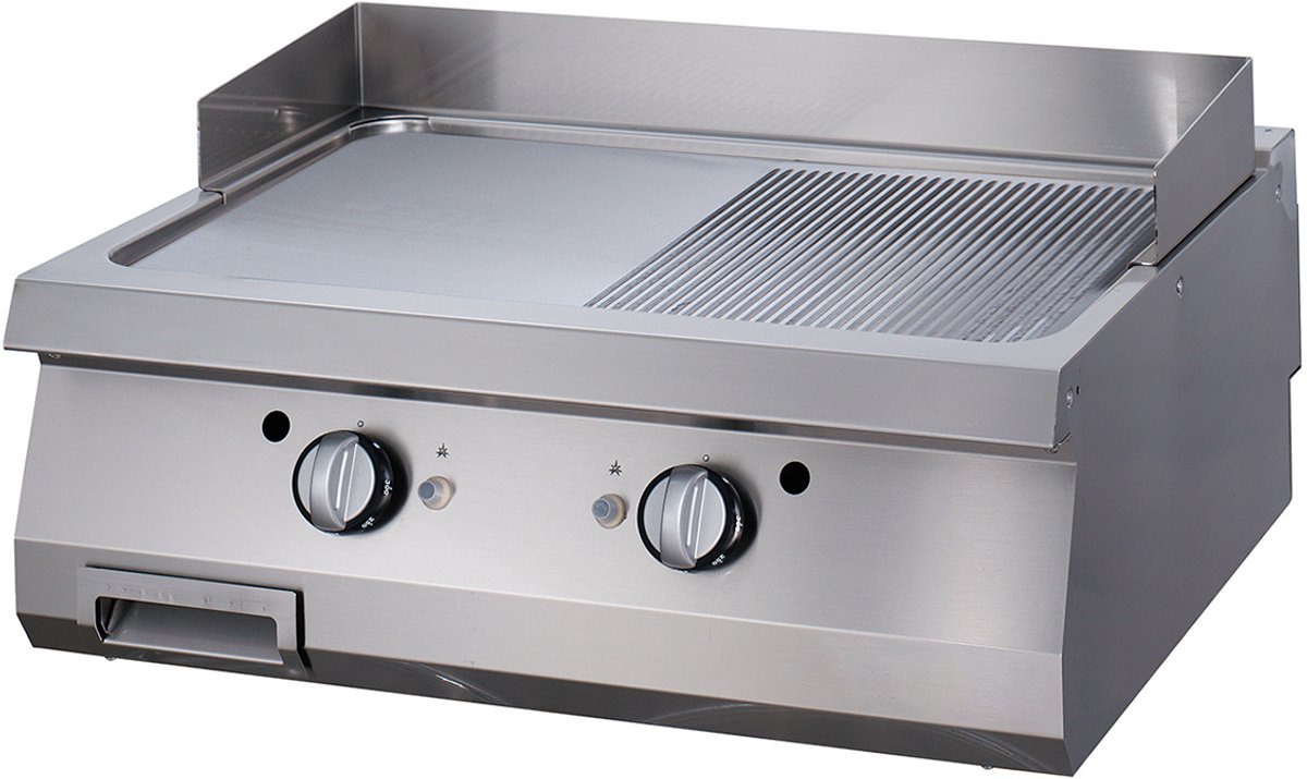 Premium Grillplaat - Half Gegroefd - Dubbel - 90 cm Diep - Gas