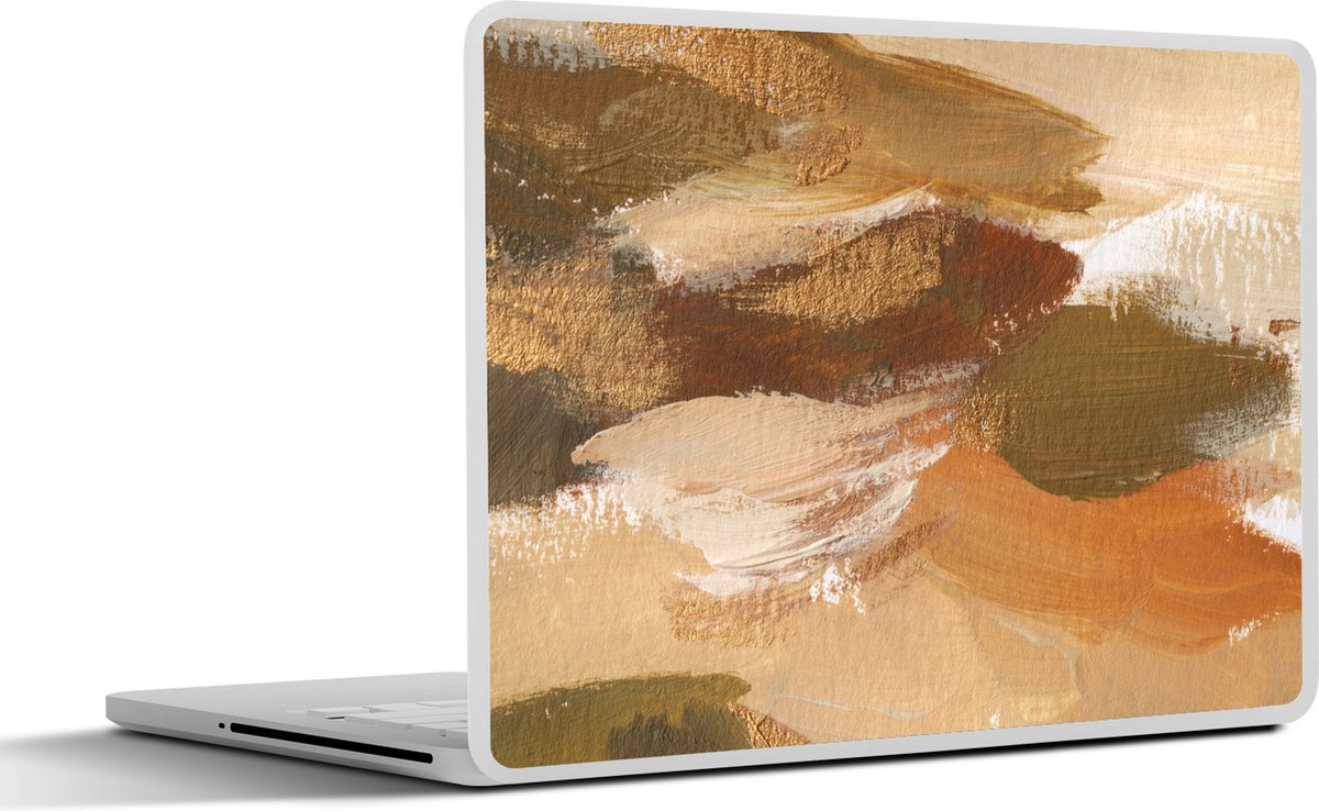 Laptop sticker - 14 inch - Verf - Oranje - Bruin - 32x5x23x5cm - Laptopstickers - Laptop skin - Cover