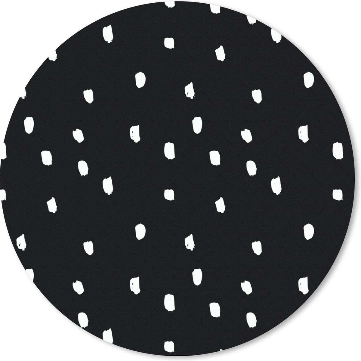 Muismat rond 50x50 cm - Mousepad Zwart - Wit - Design - Stippen - Ronde muismatten
