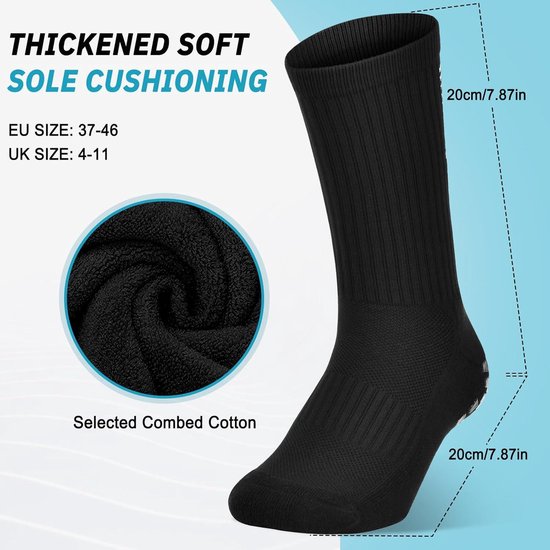 Voetbalsokken antislip voor heren en dames - ademend en anti-blaren - 2/3/4 paar met grip voor voetbal, basketbal, trekking, handbal, yoga en fitness gripsokken voetbal — afbeelding 5